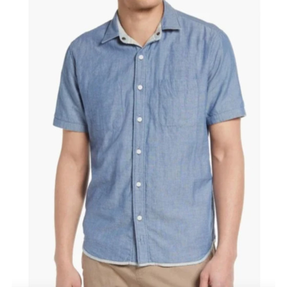 Faherty Reversible Shirt Short Sleeve 100% Cotton 2 shirts in One, Size L - Picture 3 of 11